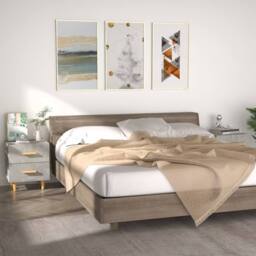 Berkfield Home Beautiful Bed Cabinets 2 pcs Concrete Grey 40x35x47.5 cm - thumbnail 2