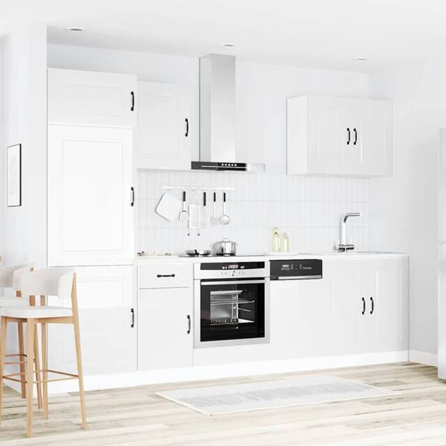 Berkfield Home Elegant 7 Piece Kitchen Cabinet Set Kalmar High Gloss White Engin - image 1