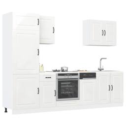 Berkfield Home Elegant 7 Piece Kitchen Cabinet Set Kalmar High Gloss White Engin - thumbnail 2