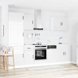 Berkfield Home Elegant 7 Piece Kitchen Cabinet Set Kalmar High Gloss White Engin - thumbnail 1