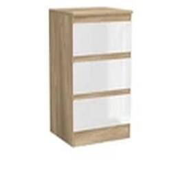 Havendro Oak + White 3 Drawer Wooden Bedroom Chest Cabinet No Handle - thumbnail 1