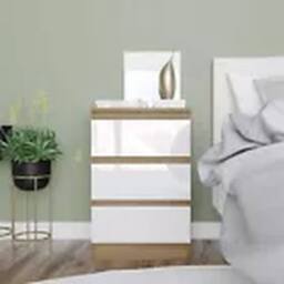Havendro Oak + White 3 Drawer Wooden Bedroom Chest Cabinet No Handle - thumbnail 5