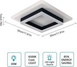 COMELY Modern LED Ceiling Lights, 30W Super Bright LED Ceiling Light, 6500K in Black - thumbnail 6