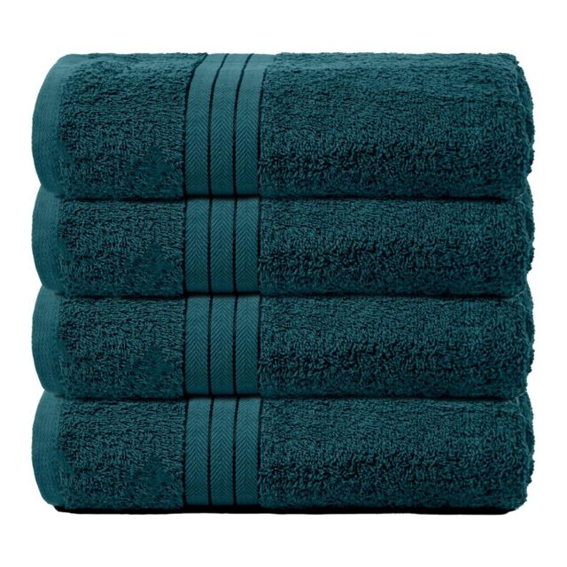 OHS 4 Pack of 100% Cotton Bathroom Bath Towel in Teal - image 1
