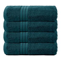 OHS 4 Pack of 100% Cotton Bathroom Bath Towel in Teal