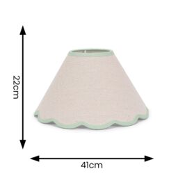 ValueLights Florie Natural Linen Large Tapered Lamp Shade with Scallop Pastel Trim in Green - thumbnail 4