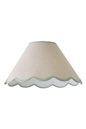 ValueLights Florie Natural Linen Large Tapered Lamp Shade with Scallop Pastel Trim in Green - thumbnail 6