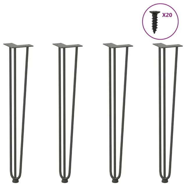 Berkfield Home Hairpin Table Legs 4 pcs Anthracite 72 cm Solid Steel in Black - image 1