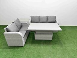 Fimous 5 Seater PE Rattan Wicker Garden Furniture Patio Conservatory Sofa Set w/ Adjustable Lifting Dining or Coffee Table 3 Seater Sofa Love Sofa - thumbnail 1