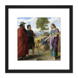 Artery8 Von Carolsfeld Ruth Boaz Field Biblical Painting 8X8 Inch Square Wooden Framed Wall Art Print Picture with Mount in Black - thumbnail 1