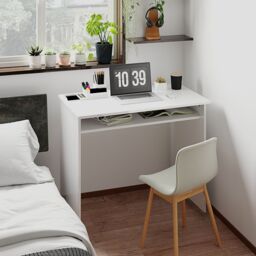 HOMCOM Computer Desk Writing Table Study Workstation Storage in White