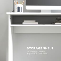 HOMCOM Computer Desk Writing Table Study Workstation Storage in White - thumbnail 4