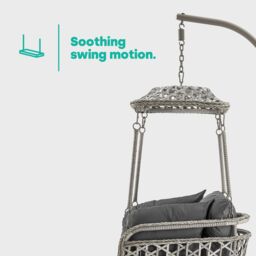 LIVIVO Kira Hanging Rattan Swing Chair with Canopy in Grey - thumbnail 5