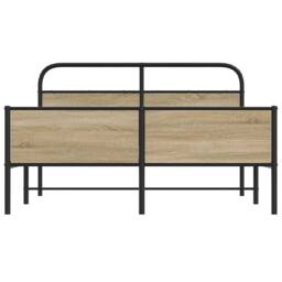 Berkfield Home Metal Bed Frame without Mattress Smoked Oak 160x200 cm in Light Brown - thumbnail 5