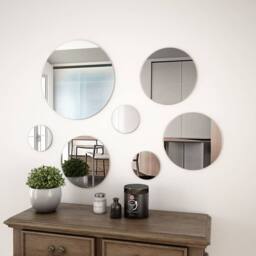 Berkfield Home Spacious 7 Piece Wall Mirror Set Round Glass in Silver - thumbnail 2