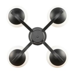 Happy Homewares Modern Matte Black Ceiling Light with Four Opal Oval Glass Shades - thumbnail 4