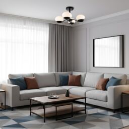 Happy Homewares Modern Matte Black Ceiling Light with Four Opal Oval Glass Shades - thumbnail 6