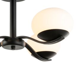Happy Homewares Modern Matte Black Ceiling Light with Four Opal Oval Glass Shades - thumbnail 5