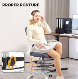 STILVORA Draughtsman Chair with Flip-up Armrests in Grey - thumbnail 6