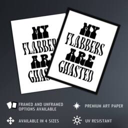 Artery8 My Flabbers Are Ghasted Black & White Funny Framed Wall Art Print - Size: A4 - thumbnail 2