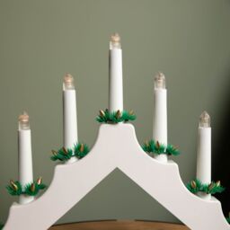 Samuel Alexander 41cm Battery Operated Light up White Christmas Candle Bridge with 7 Warm White LEDs - thumbnail 5