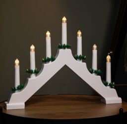 Samuel Alexander 41cm Battery Operated Light up White Christmas Candle Bridge with 7 Warm White LEDs - thumbnail 4