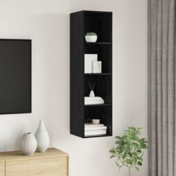 Berkfield Home TV Cabinet Black oak 37 x 37 x 142.5 cm Engineered wood - thumbnail 1