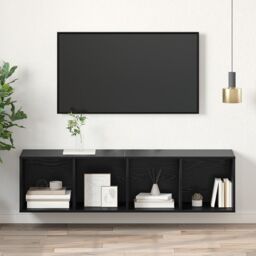 Berkfield Home TV Cabinet Black oak 37 x 37 x 142.5 cm Engineered wood - thumbnail 4