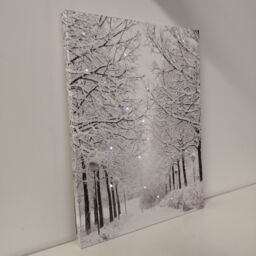Samuel Alexander 40 x 30cm Battery Operated Light up Fibre Optic Winter Avenue Christmas Wall Canvas in White - Size: 40 x 30 cm - thumbnail 2