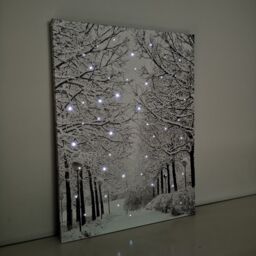 Samuel Alexander 40 x 30cm Battery Operated Light up Fibre Optic Winter Avenue Christmas Wall Canvas in White - Size: 40 x 30 cm - thumbnail 1