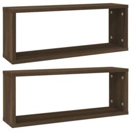 Berkfield Home Wall Cube Shelves 2 pcs Brown Oak 60x15x23 cm Engineered Wood - Size: 60 x 15 x 23 cm - thumbnail 3