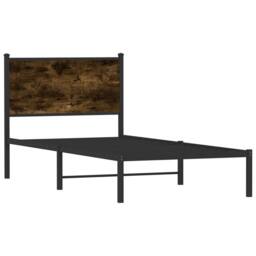 Berkfield Home Metal Bed Frame without Mattress Smoked Oak 90x190 cm Single in Brown - thumbnail 3