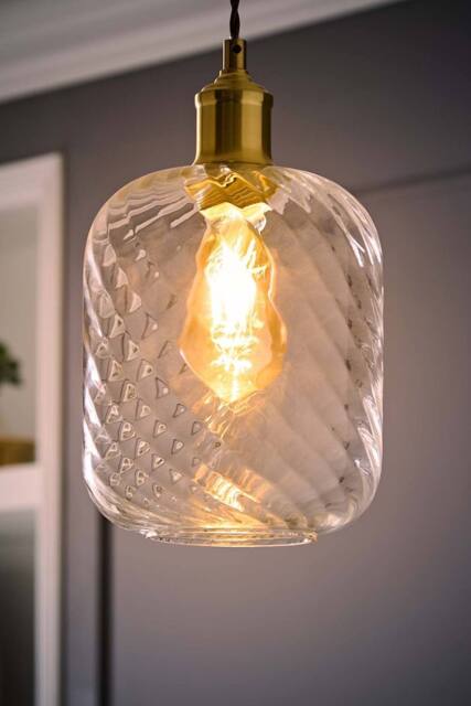 ValueLights Emery Clear Oval Swirled Glass Easy Fit Lamp Shade with Bulb - image 1