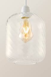 ValueLights Emery Clear Oval Swirled Glass Easy Fit Lamp Shade with Bulb - thumbnail 3