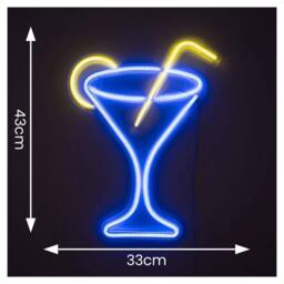 Havendro Cocktail Glass Neon Wall Lights LED Signs Party Kids Decoration Bedroom Hanging Lamp - thumbnail 4