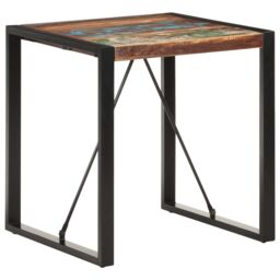 Berkfield Home Dining Table 70x70x75 cm Solid Reclaimed Wood in Black - Size: 70 x 70 x 75 cm - thumbnail 6