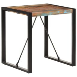 Berkfield Home Dining Table 70x70x75 cm Solid Reclaimed Wood in Black - Size: 70 x 70 x 75 cm - thumbnail 1