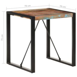 Berkfield Home Dining Table 70x70x75 cm Solid Reclaimed Wood in Black - Size: 70 x 70 x 75 cm - thumbnail 5