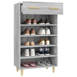 Berkfield Home Shoe Cabinet Grey Sonoma 60x35x105 cm Engineered Wood - Size: 60 x 35 x 105 cm - thumbnail 5