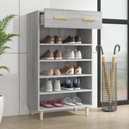 Berkfield Home Shoe Cabinet Grey Sonoma 60x35x105 cm Engineered Wood - Size: 60 x 35 x 105 cm - thumbnail 3