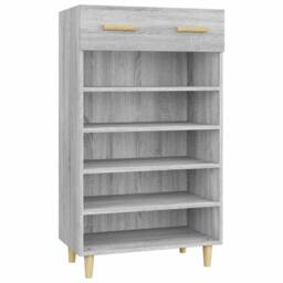Berkfield Home Shoe Cabinet Grey Sonoma 60x35x105 cm Engineered Wood - Size: 60 x 35 x 105 cm - thumbnail 2