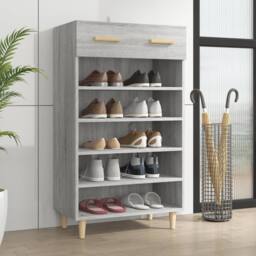 Berkfield Home Shoe Cabinet Grey Sonoma 60x35x105 cm Engineered Wood - Size: 60 x 35 x 105 cm - thumbnail 1