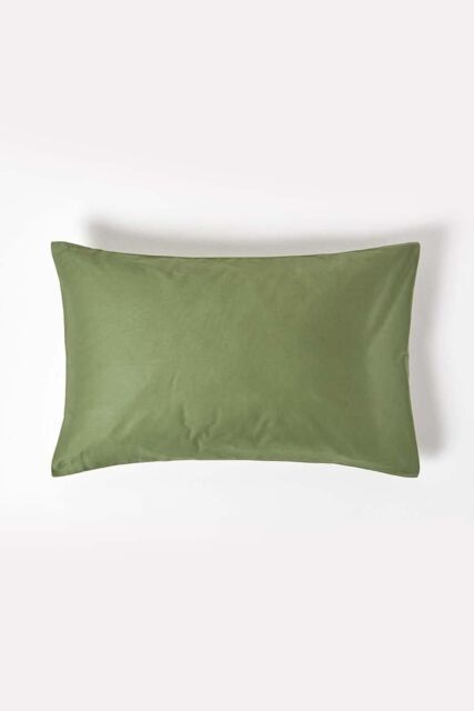 Homescapes Sateen Cotton Housewife Pillowcase 400 TC in Green - image 1