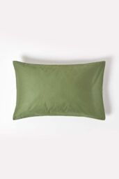 Homescapes Sateen Cotton Housewife Pillowcase 400 TC in Green