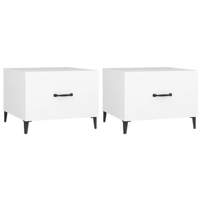 Berkfield Home Coffee Table with Metal Legs 2 pcs White 50x50x40 cm - Size: 50 x 50 x 40 cm - image 1
