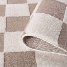 THE RUGS Loft Checkered Living Room Area Rug & Runners Soft Pile in Beige - Size: 80 cm x 150 cm - thumbnail 6