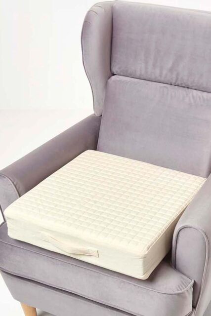 Homescapes Cotton Orthopaedic Foam Armchair Booster Cushion in Cream - Size: 50 cm x 50 cm - image 1