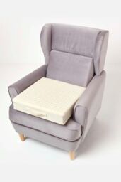 Homescapes Cotton Orthopaedic Foam Armchair Booster Cushion in Cream - Size: 50 cm x 50 cm - thumbnail 5
