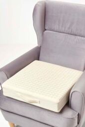 Homescapes Cotton Orthopaedic Foam Armchair Booster Cushion in Cream - Size: 50 cm x 50 cm