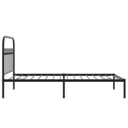 Berkfield Home Metal Bed Frame without Mattress with Headboard Black 107x203cm - Size: 107x203 cm - thumbnail 5